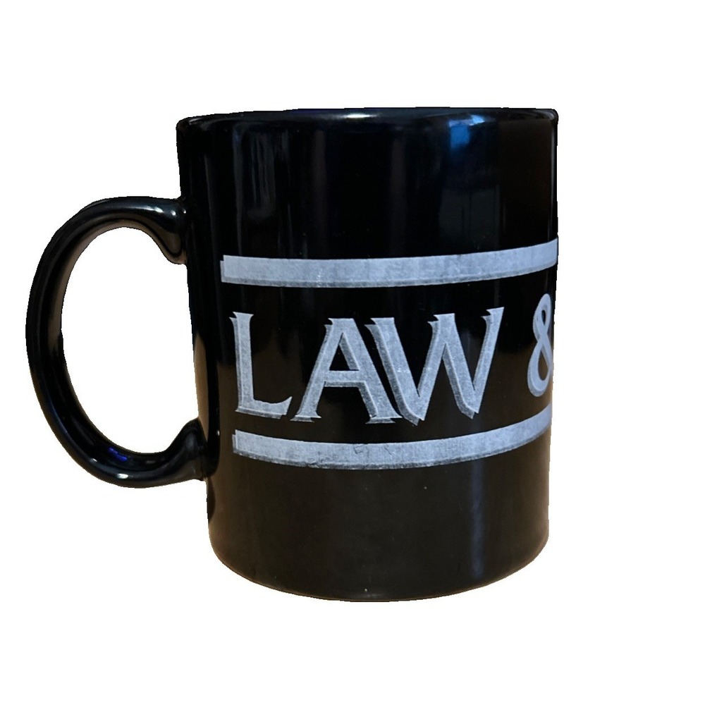 Law & Order Logo Vintage Black Coffee Mug Medium 10oz